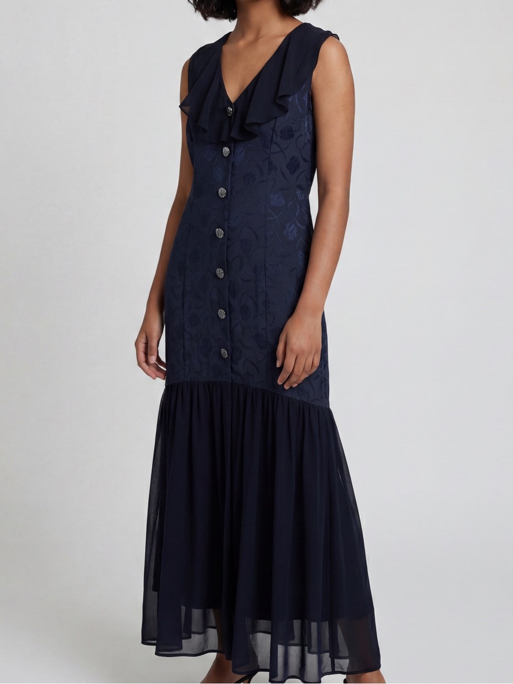 CaroleLittle vintage 90s maxi dress chiffon sheer Romantic Classic Wedding guest